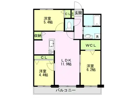 N.VILLAGE光の森西(3LDK/3階)の間取り写真