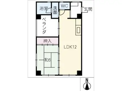 ラカーシュ向ヶ丘(1LDK/3階)の間取り写真