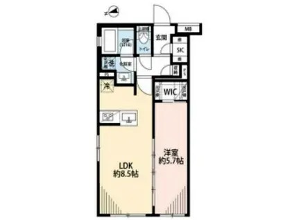 PLAIREDEUXO中野上高田(1LDK/1階)の間取り写真