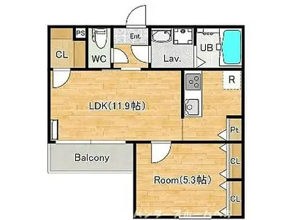 シエーナ楠葉ジェミオス(1LDK/1階)の間取り写真