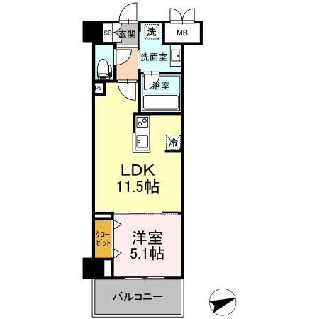 LE GRANDEUR 阿賀中央(1LDK/2階)の間取り写真