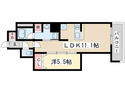 リビオメゾン新大阪(1LDK/5階)の間取り写真