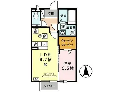 グランディールII(1LDK/1階)の間取り写真