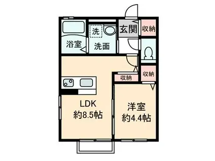 ベルコート旭 I(1LDK/2階)の間取り写真