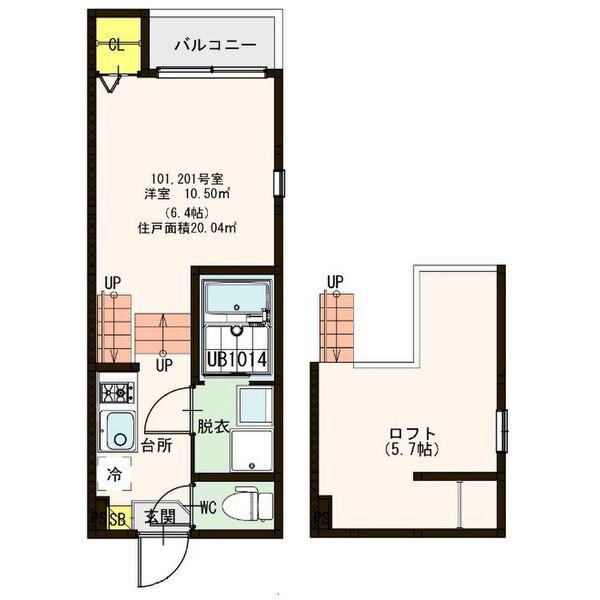 フローラ福住町(1K/2階)の間取り写真