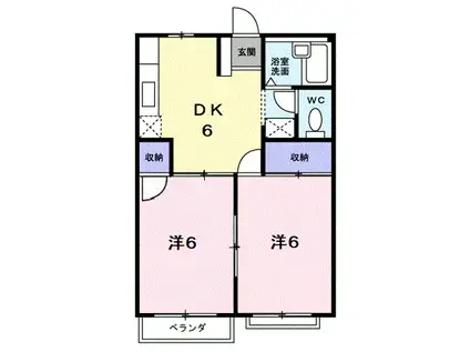 エルディム楽天A(2DK/2階)の間取り写真