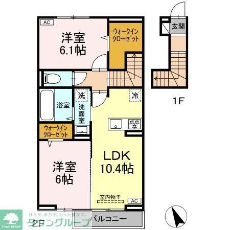 サニーコート・ライアンV(2LDK/2階)の間取り写真