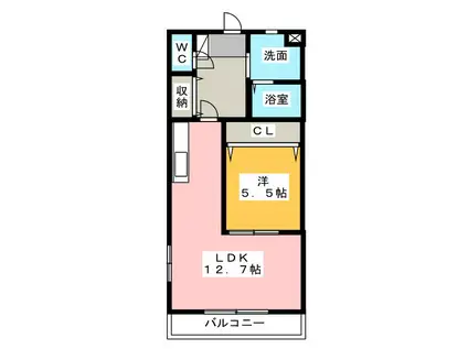 ガーデンコート六軒(1LDK/2階)の間取り写真