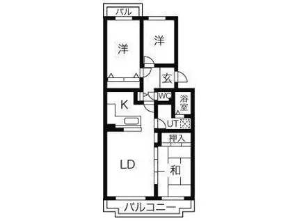 オークヒルズ川名山(3LDK/2階)の間取り写真