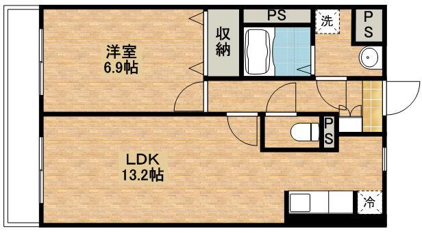 リバーサイド天神(1LDK/4階)の間取り写真