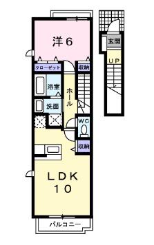 Qフロンティア(1LDK/2階)の間取り写真