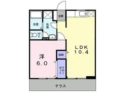 オークラパ-クホ-ムズ北館(1LDK/1階)の間取り写真