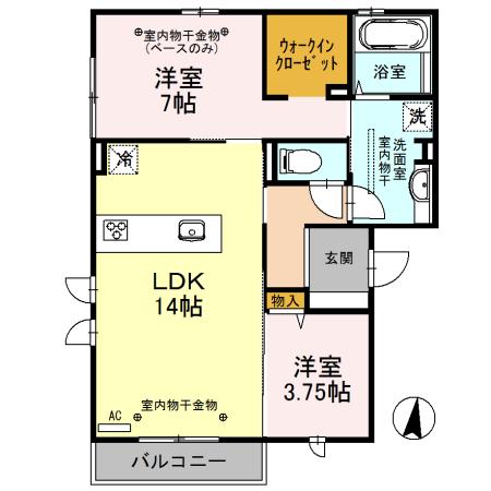 ソレイユMSII(2LDK/3階)の間取り写真