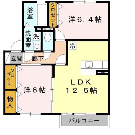 サンセールS(2LDK/2階)の間取り写真