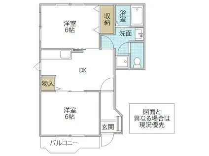 エルカラットI(2DK/1階)の間取り写真