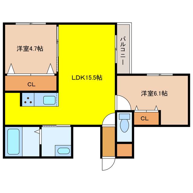 WELL BRIGHT東雲 RESIDENCE(2LDK/4階)の間取り写真