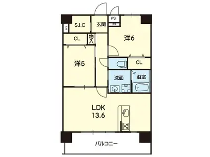 ライズ大津IV(2LDK/12階)の間取り写真