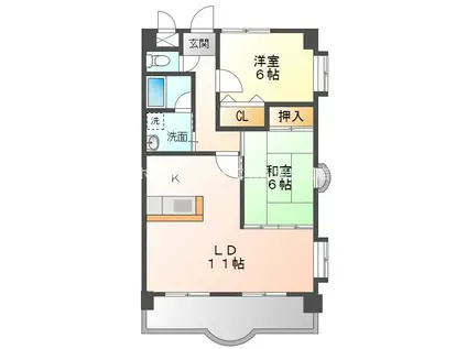 プランドールONE(2LDK/2階)の間取り写真