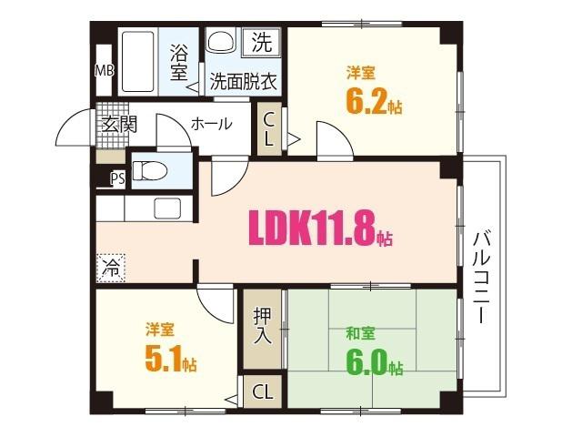 関本祇園ビル(3LDK/3階)の間取り写真