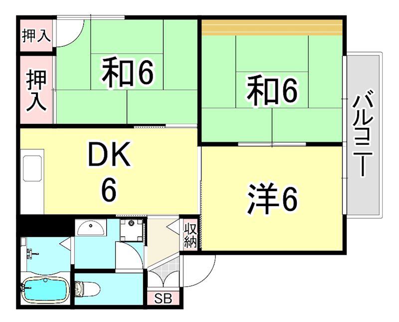ファミール仁川III(3DK/2階)の間取り写真