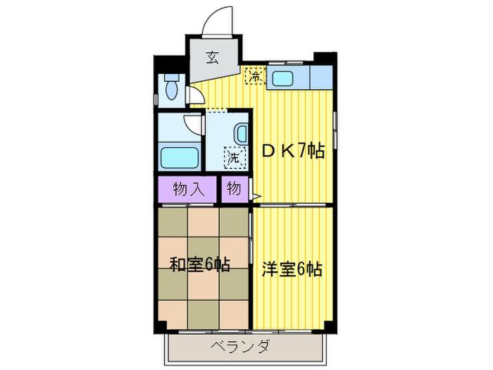 北尾マンション(2DK/2階)の間取り写真