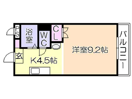 オーシャン南久留米(ワンルーム/1階)の間取り写真
