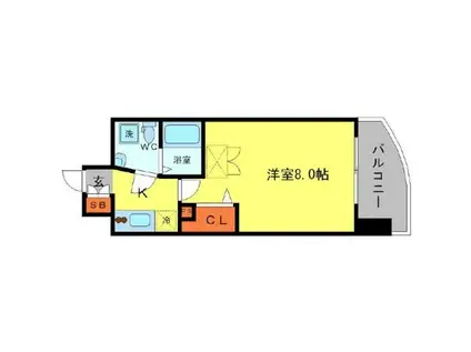 AFFLUENCE難波(1K/4階)の間取り写真