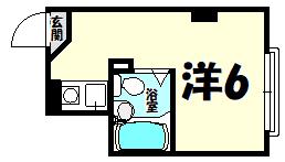 サンビルダー北野山ノ手(ワンルーム/3階)の間取り写真