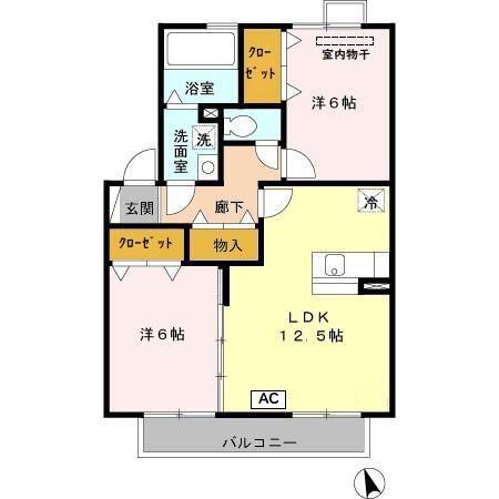 ルーラル諏訪A(2LDK/2階)の間取り写真