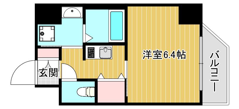クレビオス難波イースト(1K/6階)の間取り写真