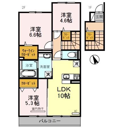 レセンテシャトー(3LDK/2階)の間取り写真