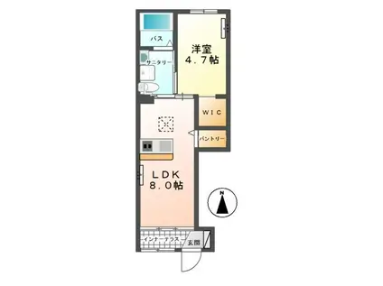 ラリュールI(1LDK/1階)の間取り写真