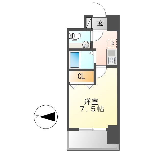 フロンティアタワー名駅南(1K/6階)の間取り写真
