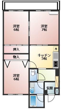 コーポ・モビリエ1号館(3DK/4階)の間取り写真