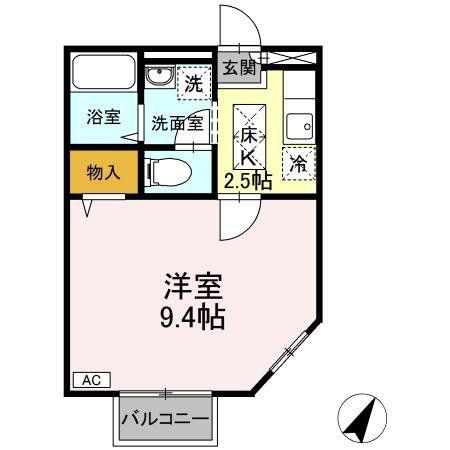 パセオステーブル八乙女II(1K/1階)の間取り写真