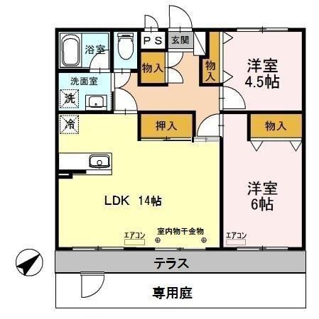 フォレストジョウエイ(2LDK/1階)の間取り写真