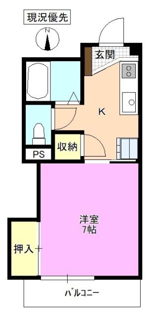 メラベルデ S棟(1K/3階)の間取り写真