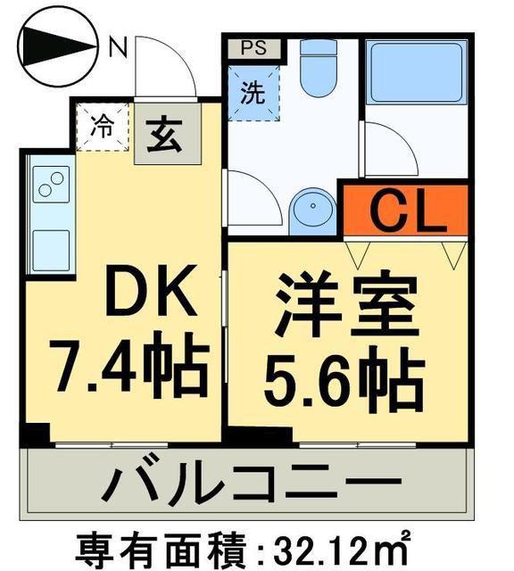 パークアクシス錦糸町(1DK/5階)の間取り写真