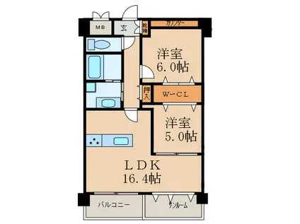 STELLA(2LDK/3階)の間取り写真
