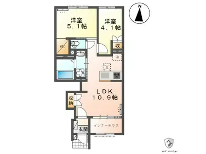 サンリバーハイツ土岐(2LDK/1階)の間取り写真