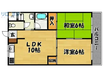 第2あかつきマンション(2LDK/5階)の間取り写真