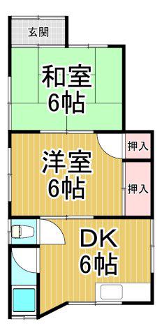 木戸ハイツ(2DK/2階)の間取り写真