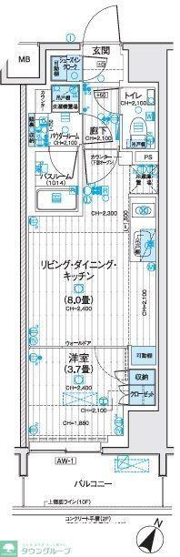 デュオステージ相模大野(1LDK/10階)の間取り写真