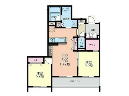 ベル シエロ日吉(2LDK/2階)の間取り写真