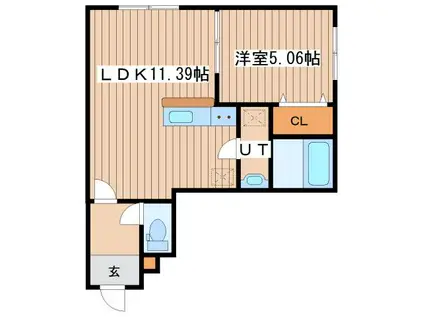 ERFOLG ウエストSTADT(1LDK/2階)の間取り写真