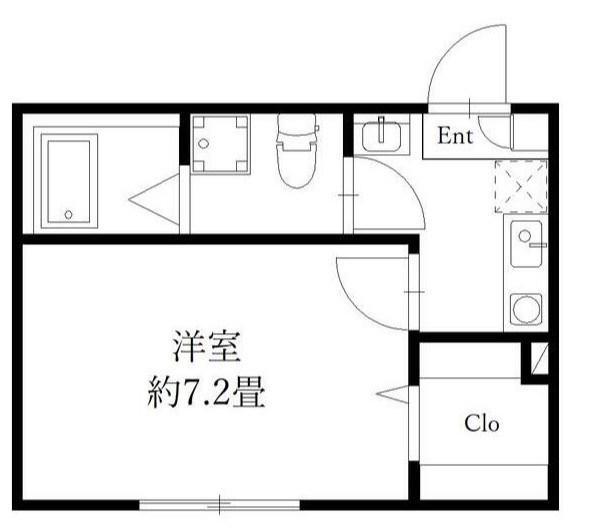フォレスト井土ヶ谷(1K/1階)の間取り写真