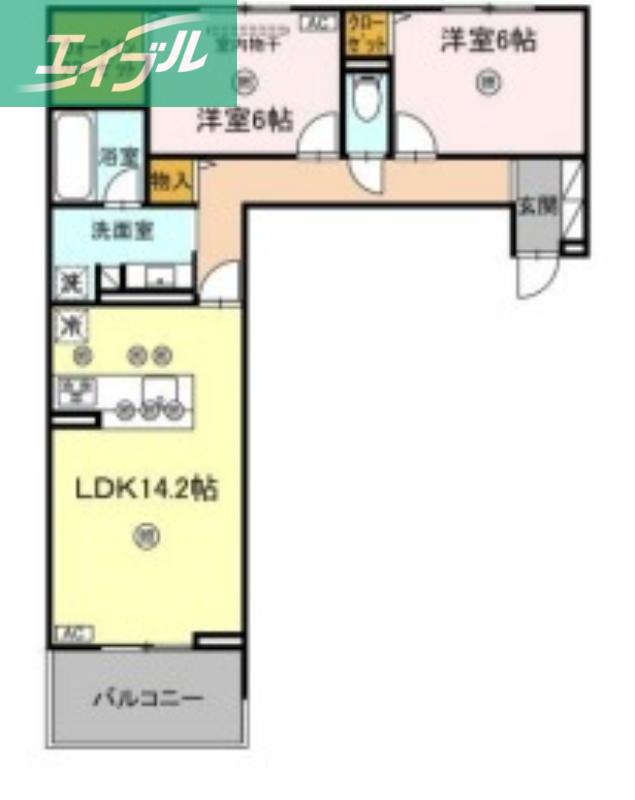 LUVERIA(2LDK/2階)の間取り写真