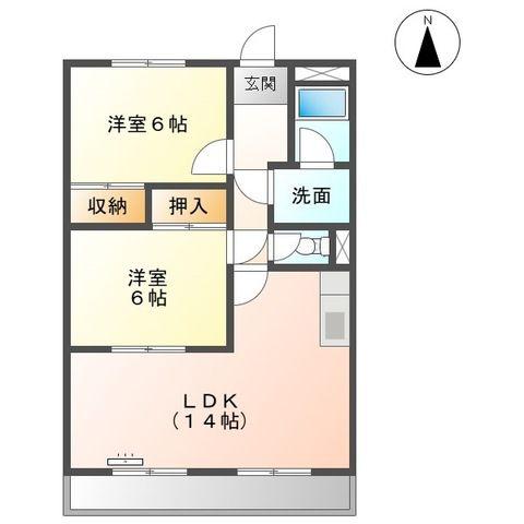 エスポワール西原(2LDK/3階)の間取り写真
