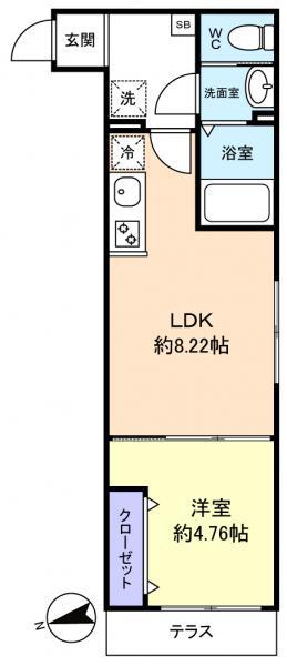 YSA薬園台(1LDK/2階)の間取り写真