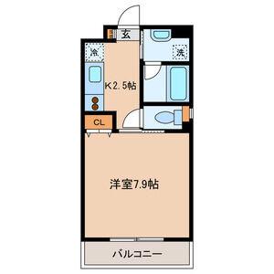 エスパーダ国立(1K/2階)の間取り写真